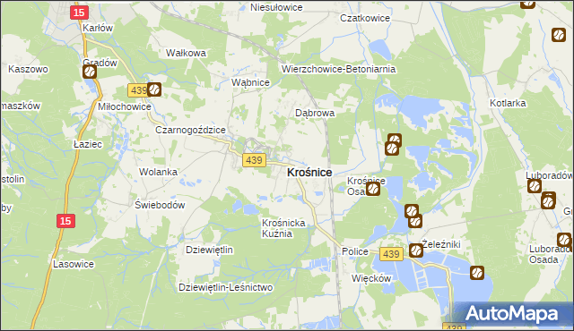 mapa Krośnice powiat milicki, Krośnice powiat milicki na mapie Targeo