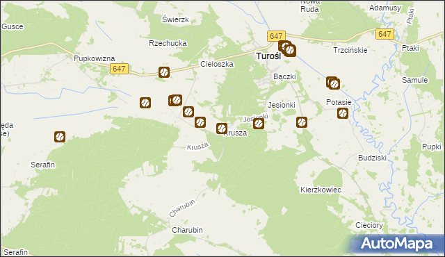 mapa Krusza, Krusza na mapie Targeo