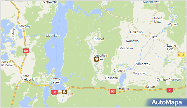 mapa Krutyński Piecek, Krutyński Piecek na mapie Targeo