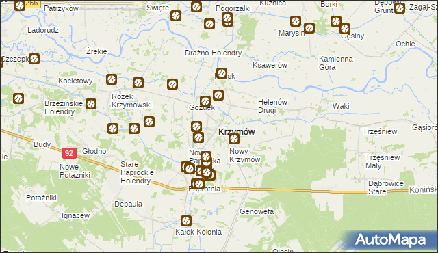 mapa Krzymów powiat koniński, Krzymów powiat koniński na mapie Targeo