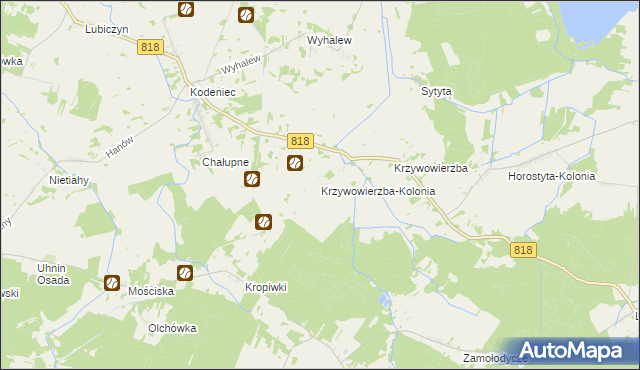 mapa Krzywowierzba-Kolonia, Krzywowierzba-Kolonia na mapie Targeo