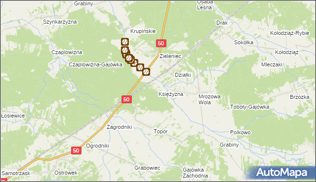 mapa Księżyzna gmina Stoczek, Księżyzna gmina Stoczek na mapie Targeo
