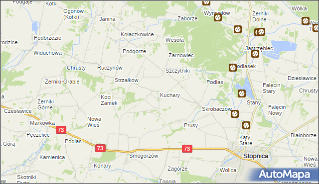 mapa Kuchary gmina Stopnica, Kuchary gmina Stopnica na mapie Targeo