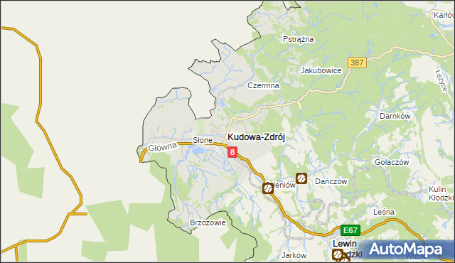 mapa Kudowa-Zdrój, Kudowa-Zdrój na mapie Targeo