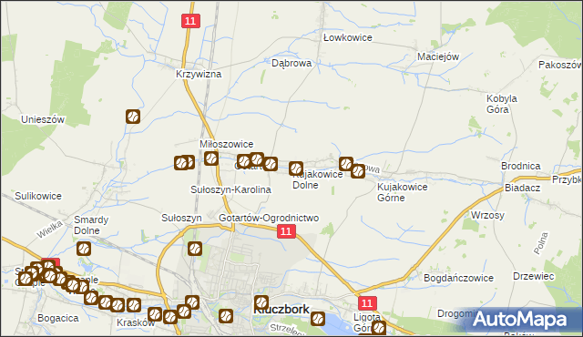 mapa Kujakowice Dolne, Kujakowice Dolne na mapie Targeo