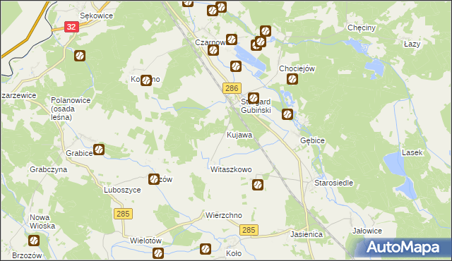 mapa Kujawa gmina Gubin, Kujawa gmina Gubin na mapie Targeo