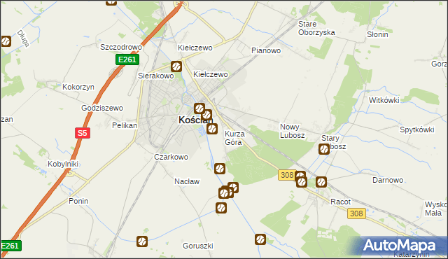 mapa Kurza Góra, Kurza Góra na mapie Targeo