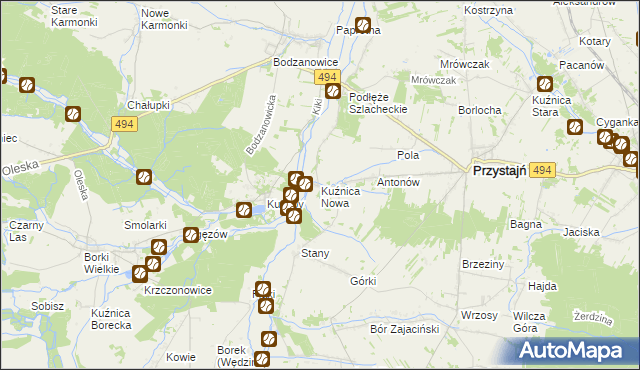 mapa Kuźnica Nowa, Kuźnica Nowa na mapie Targeo