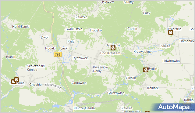 mapa Kwaśniów Górny, Kwaśniów Górny na mapie Targeo