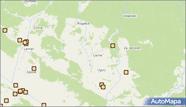 mapa Łacha gmina Turośl, Łacha gmina Turośl na mapie Targeo