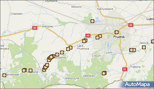 mapa Łąka Prudnicka, Łąka Prudnicka na mapie Targeo