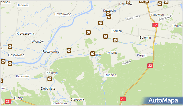 mapa Łąków, Łąków na mapie Targeo