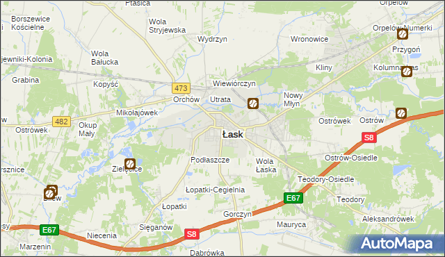 mapa Łask, Łask na mapie Targeo