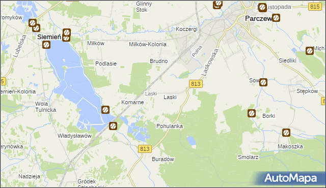 mapa Laski gmina Parczew, Laski gmina Parczew na mapie Targeo