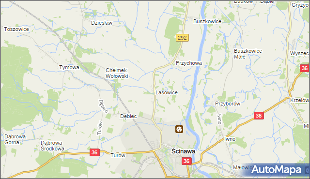 mapa Lasowice gmina Ścinawa, Lasowice gmina Ścinawa na mapie Targeo