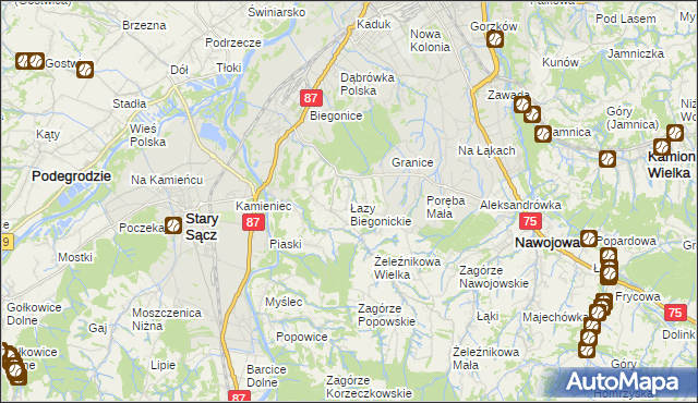 mapa Łazy Biegonickie, Łazy Biegonickie na mapie Targeo