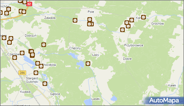 mapa Łazy gmina Gubin, Łazy gmina Gubin na mapie Targeo