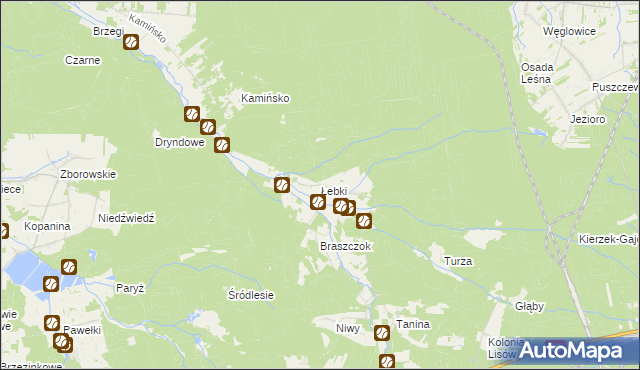 mapa Łebki gmina Herby, Łebki gmina Herby na mapie Targeo