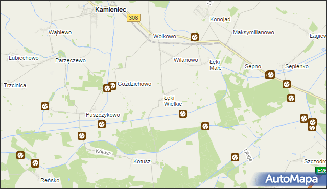 mapa Łęki Wielkie, Łęki Wielkie na mapie Targeo