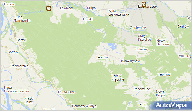 mapa Leonów gmina Maciejowice, Leonów gmina Maciejowice na mapie Targeo