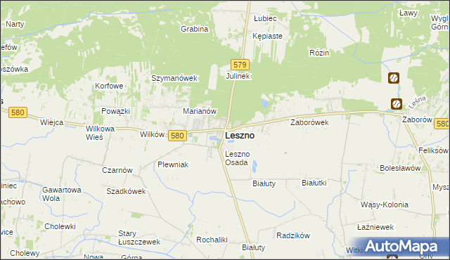 mapa Leszno powiat warszawski zachodni, Leszno powiat warszawski zachodni na mapie Targeo