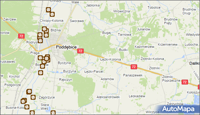 mapa Łężki-Kolonia, Łężki-Kolonia na mapie Targeo