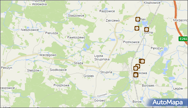 mapa Ligota Strupińska, Ligota Strupińska na mapie Targeo