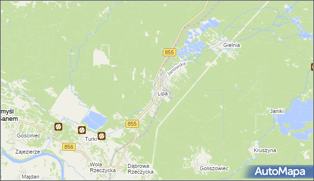 mapa Lipa gmina Zaklików, Lipa gmina Zaklików na mapie Targeo