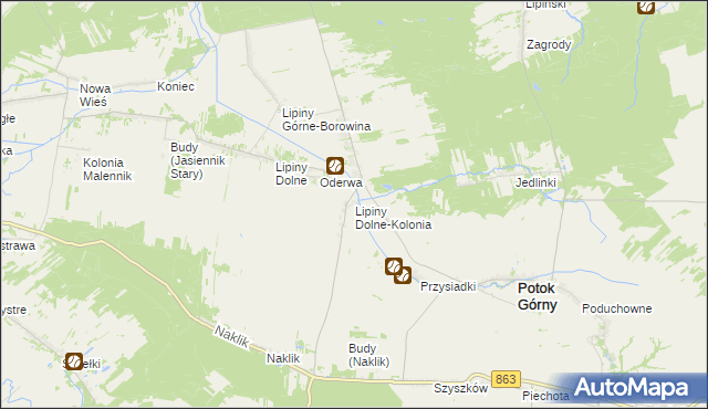 mapa Lipiny Dolne-Kolonia, Lipiny Dolne-Kolonia na mapie Targeo