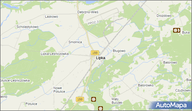 mapa Lipka powiat złotowski, Lipka powiat złotowski na mapie Targeo