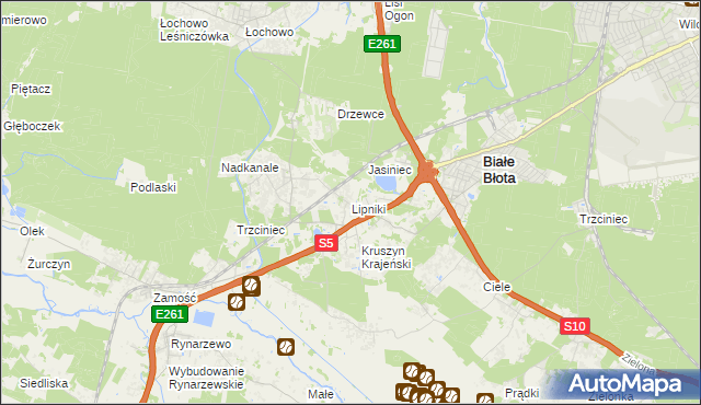 mapa Lipniki gmina Białe Błota, Lipniki gmina Białe Błota na mapie Targeo