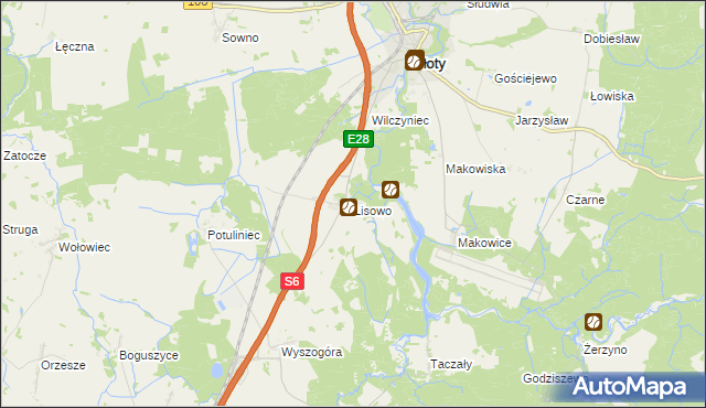 mapa Lisowo gmina Płoty, Lisowo gmina Płoty na mapie Targeo