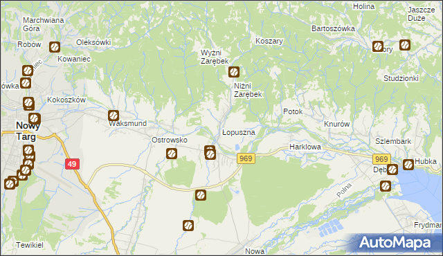 mapa Łopuszna, Łopuszna na mapie Targeo