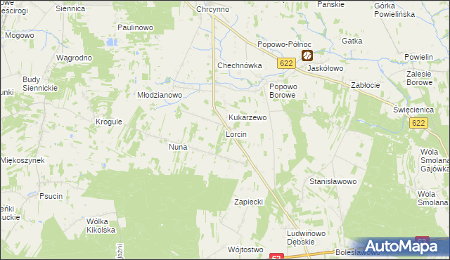 mapa Lorcin gmina Nasielsk, Lorcin gmina Nasielsk na mapie Targeo