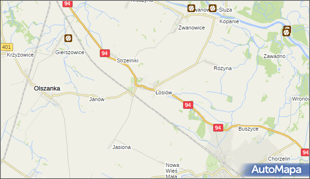 mapa Łosiów, Łosiów na mapie Targeo