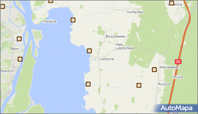 mapa Lubczyna gmina Goleniów, Lubczyna gmina Goleniów na mapie Targeo