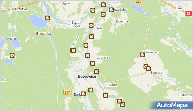 mapa Lubnica gmina Bobrowice, Lubnica gmina Bobrowice na mapie Targeo