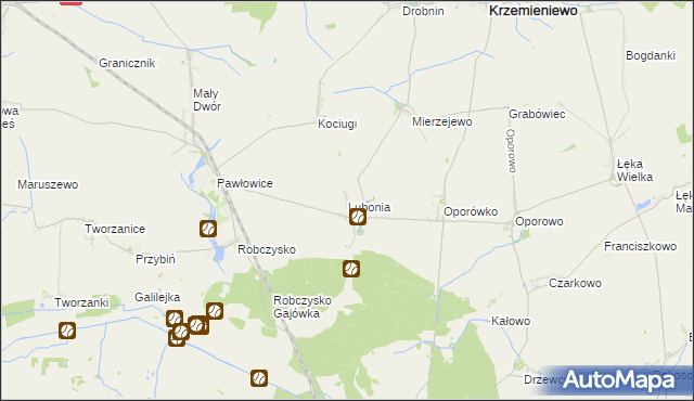 mapa Lubonia gmina Krzemieniewo, Lubonia gmina Krzemieniewo na mapie Targeo