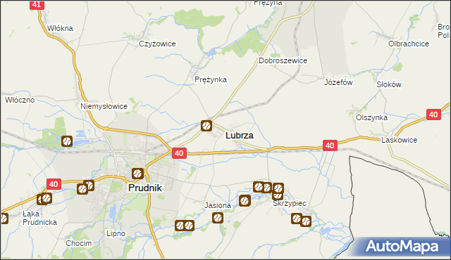 mapa Lubrza powiat prudnicki, Lubrza powiat prudnicki na mapie Targeo