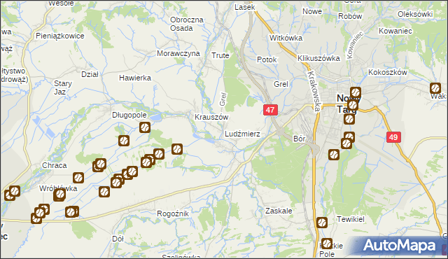 mapa Ludźmierz, Ludźmierz na mapie Targeo