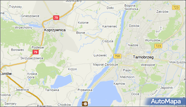 mapa Łukowiec gmina Koprzywnica, Łukowiec gmina Koprzywnica na mapie Targeo