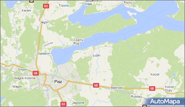 mapa Łupki gmina Pisz, Łupki gmina Pisz na mapie Targeo