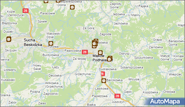 mapa Maków Podhalański, Maków Podhalański na mapie Targeo