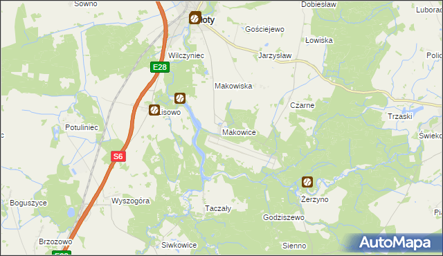 mapa Makowice gmina Płoty, Makowice gmina Płoty na mapie Targeo