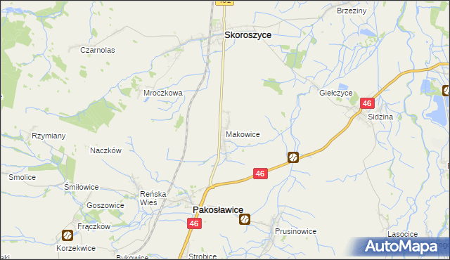 mapa Makowice gmina Skoroszyce, Makowice gmina Skoroszyce na mapie Targeo