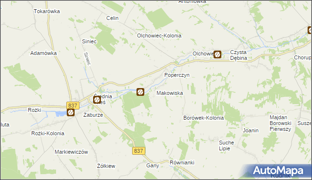 mapa Makowiska gmina Żółkiewka, Makowiska gmina Żółkiewka na mapie Targeo