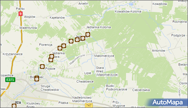 mapa Małomierzyce, Małomierzyce na mapie Targeo