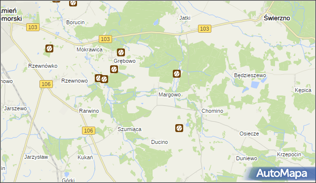 mapa Margowo, Margowo na mapie Targeo