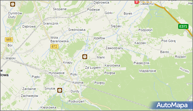 mapa Marki gmina Baranów Sandomierski, Marki gmina Baranów Sandomierski na mapie Targeo