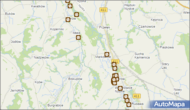 mapa Markowice gmina Głuchołazy, Markowice gmina Głuchołazy na mapie Targeo